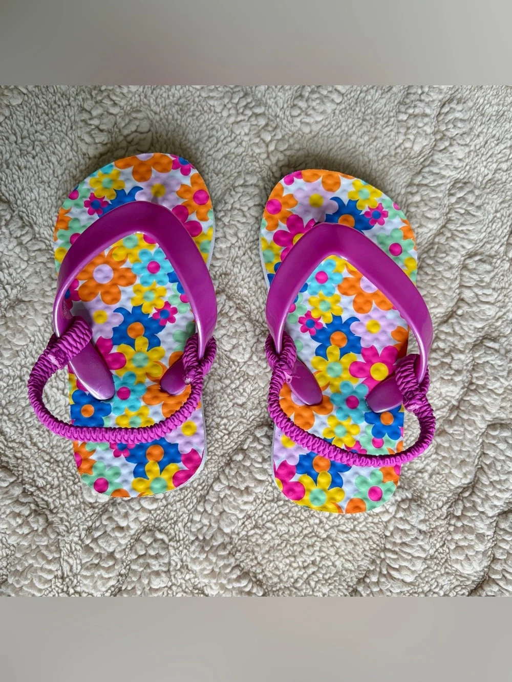 Girls Sandal Bundle - Floral Iridescent Summer Shoes With Ankle Straps, Size 5/6
